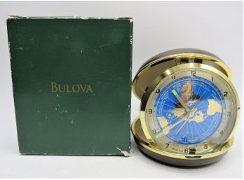 Bulova Folding Quartz World Time Travel Alarm Clock  - In Original Box