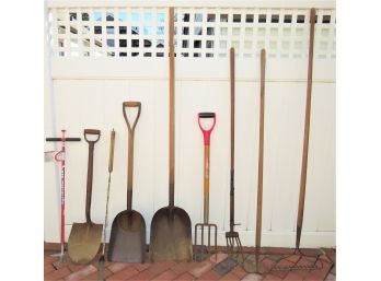 Garden Tools - Shovels, Cultivator, Rakes - Assorted Set Of 9