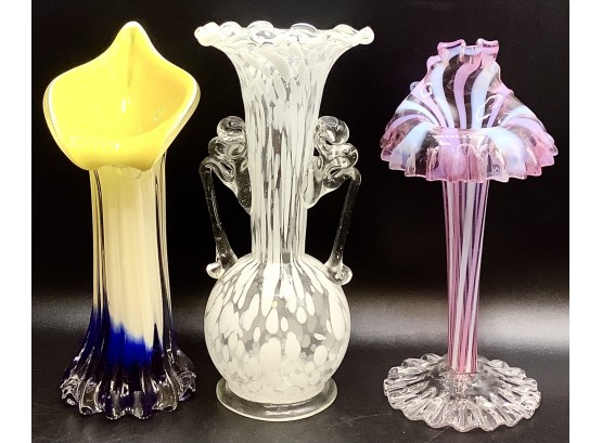 Art Glass Handblown Vases - Set Of 3