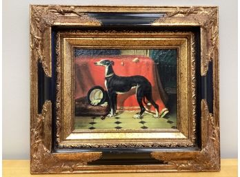 Portrait Signed  C. Sapen Greyhound Painting Custom Ornate Framed