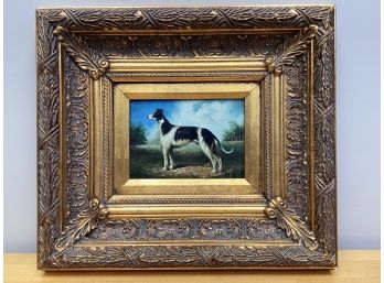Portrait Painting Greyhound Dog Custom Gold Gilt Frame