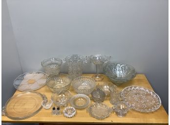 Glass Bowls, Salt &pepper Shakers,  Sugar  Bowls & Plates -assorted Glassware