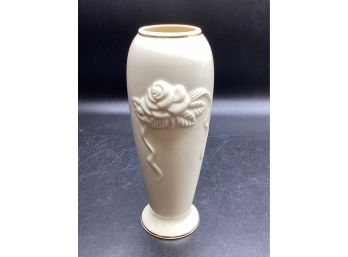 Lenox 'rose Blossom' Porcelain Vase With 24K Gold Accent