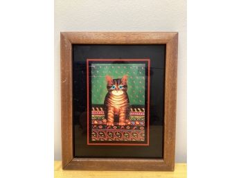 Tabby Cat In Wood Frame