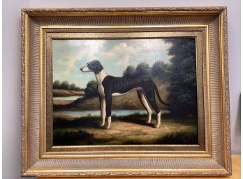 Secnic Greyhound Dog Portrait Custom Framed Painting