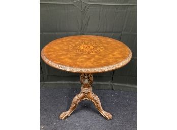 Maitland-smith Round Wood Pedestal Table With Clawed Feet