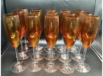 Amber Glass Champagne Flutes - Set Of 15