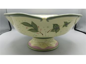 Party-lite Strawberry/leaf Footed Serving Bowl
