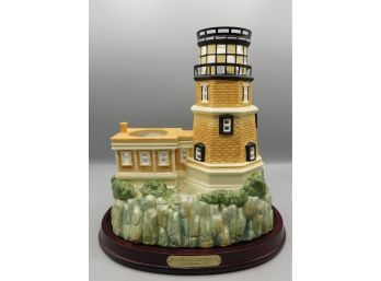 Party-lite Ceramic Split-rock Lighthouse Style Candle Holder #P8192