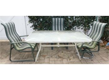 Glass Top Outdoor Table With 3 Chairs