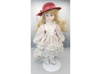 Paradise Galleries Porcelain Hand-painted Doll With Stand