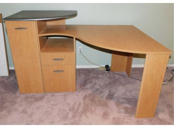 Space Saver Corner Composite Desk With Cabinet / Drawers / And Shelves
