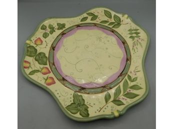 Party-lite Ceramic Strawberry/leaf Pattern Serving Platter