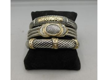 Silver-tone Costume Jewelry Bracelets - 3 Total