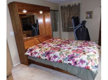 Queen Size Lighted, Mirrored Platform Bed Frame With Headboard