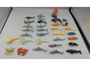 Retro 1990s Rubber Marine Life Figures - Assorted Lot - 31 Total