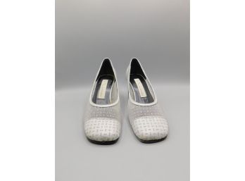 Nina Lotus Silver Pump Heels - Women's Size 5.5