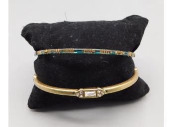 Lia Sophia Gold Tone Bangle Bracelet With Gold Tone Decorated Resin Bangle Bracelet