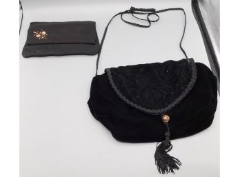 Velvet Cross Body Purse With Rose Decorative Clutch Bag