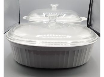 Pyrex Corning Ware French White Lidded Casserole Dishes - Set Of Two