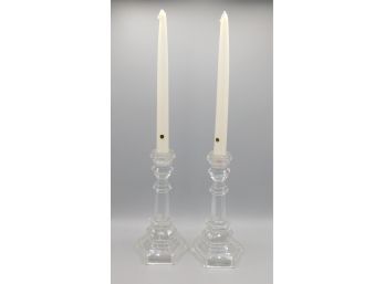 Tiffany & Co Vintage Glass Candlestick Holders With Candlesticks