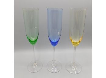 Lenox Colored Glass Champagne Flute Glass Set - Set Of Three