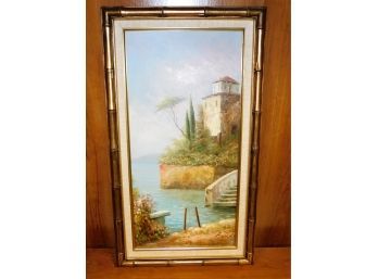 Italian Seascape Vintage Framed Oil Painting On Canvas