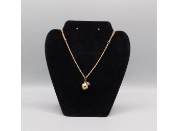 Lia Sophia Gold Tone & Rhinestone Pendant Chain Necklace