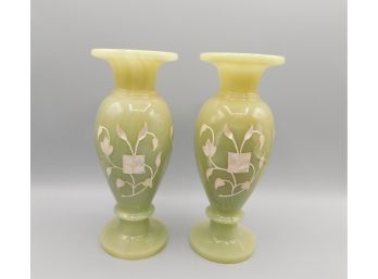 Faux Jade Stone Decorative Candlestick Holders