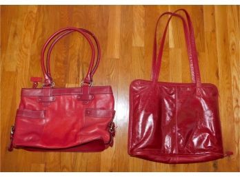 Liz Claiborne Red Leather Hand Bag & Latico Leathers Red Purse