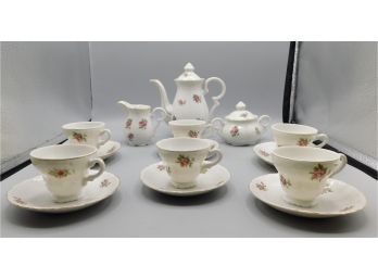 Rose Decorated Vintage Ceramic Tea Set For Six