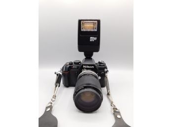 Nikon Vintage N2000 35mm SLR Film Camera With Nikon SB-18 Dedicated Speedlight Flash