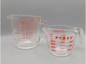 Pyrex Vintage Glass Measuring Cups - Set Of Two
