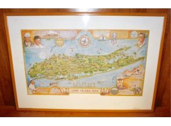 Long Island Golf Map Framed Vintage Poster Print