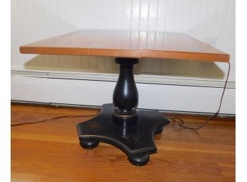 Mid Century Floral Decorated Wooden End Table