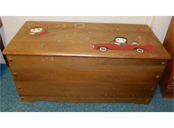 Vintage Hand Painted Wooden Toy Chest