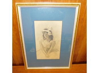 RS Thomason 1908 Signed Framed Pencil Sketched Girl