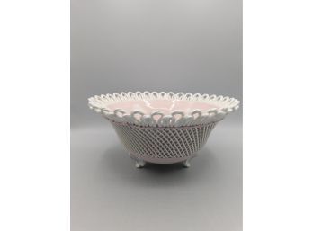 Pink & White Lattice Ceramic Decorative Bowl