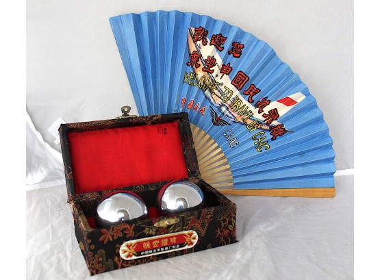Stainless Steel Ben Wa Balls In Cases & Chinese Paper Fan (030)