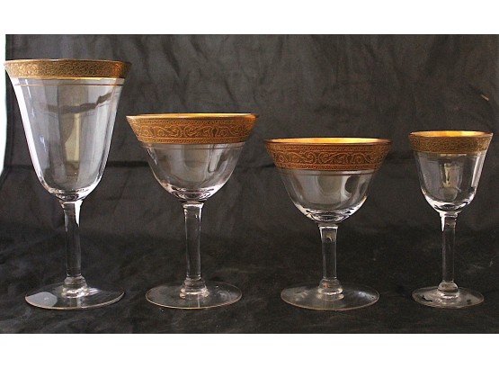 Crystal & Faux Gold Trimmed Stemware (079)