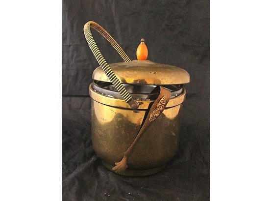 Farber Brothers Solid Brass Ice Bucket With Tongs (085)