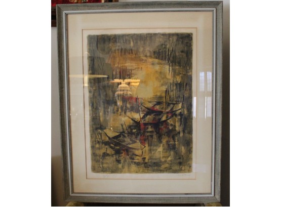 Lithograph Abstract Boat Painting (134)