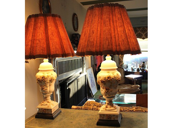Two Floral Ceramic Lamps (177)