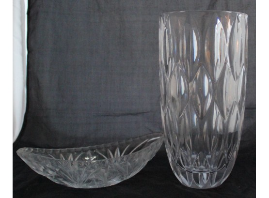Cut Glass Vase & Candy Bowl (188)