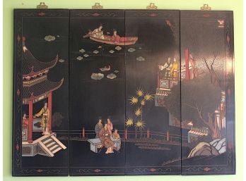 Chinese 4 Panel Lacquered Wall Screen  (099)