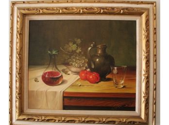 Langilla Oil On Canvas Fruit & Tomatoes On Table Signed (106)