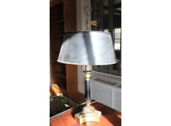 French Directoire Style Tole Lamp With Bronze Patinated Base (001)