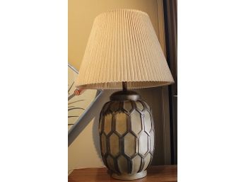 Ceramic Vase Converted To Lamp With Honey-Comb Raised Design  (046)
