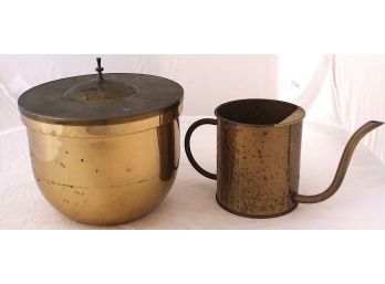 Brass Watering Can By FTDA Made In Holland & Brass Ice Bucket (088)
