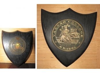 Vassar College Wood Crest A.d. 1861 & Novi Eboraci Sigillum Colllegii Columbia Crest - 2 Assorted Sizes